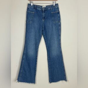 Free People Women's Blue Izzy Low Rise Wide Leg Flare Jeans Size 28 We The Free